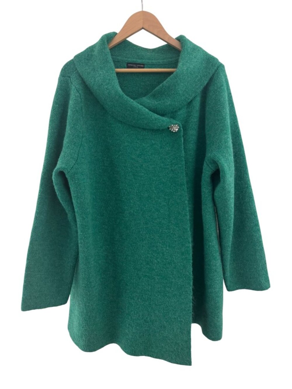 Adrienne Vittadini Green Wool Blend Wrap Cardigan Sweatercoat Size 2X New Plus